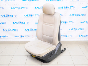 Водійське сидіння BMW X5 E70 07-13 з airbag, електро та пам'ять, шкіра, бежеве, потерто