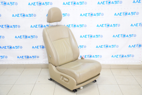 Пасажирське сидіння Toyota Highlander 08-13 з airbag, шкіра, бежеве, електро, тріщини на шкірі