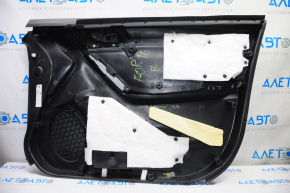 Обшивка двери карточка передняя левая Subaru Forester 14-18 SJ черн с серой вставкой тряпка, подлокотник кожа, царап, под химчистку
