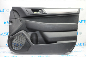 Обшивка двери карточка передняя правая Subaru Legacy 15-19 черн с черной вставкой тряпка, подлокотник кожа, сер молдинг структура, надрыв