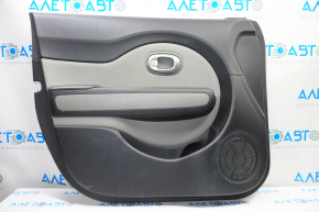 Обшивка двери карточка передняя левая Kia Soul 14-19 черн с серой вставкой тряпка, подлокотник кожа, царапины