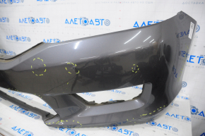 Бампер передний голый Honda Accord 13-15 дорест, графит, трещина, сломано крепление, примят, царапины
