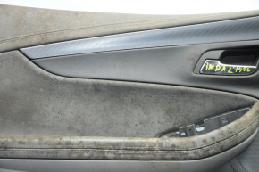 Обшивка двери карточка передняя левая Chevrolet Impala 14-20 сер с сер вставкой кожа, подлокотник кожа, молдинг черн структурные волны, под химчистку