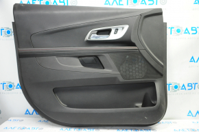 Обшивка двери карточка передняя левая Chevrolet Equinox 10-11 черн с черн вставкой кожа, подлокотник кожа, красная строчка