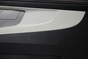 Обшивка двери карточка передняя правая Chevrolet Equinox 10-11 черн с сер вставкой кожа, подлокотник кожа, красная строчка, царапина