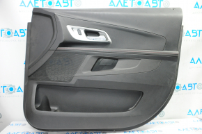 Обшивка двери карточка передняя правая Chevrolet Equinox 12-15 черн с черн вставкой кожа, подлокотник кожа, красная строчка, царапины