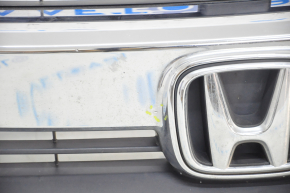 Решітка радіатора grill Honda Civic X FC 16-18 в зборі з центр хром, сколи на хромі, подряпини, злам креп