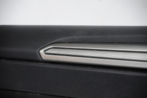 Обшивка дверей картка перед лев Ford Fusion mk5 17-20 чорн з чорною вставкою ганчірка, підлокітник шкіра, молдинг сірий структура, подряпини