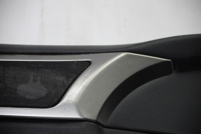 Обшивка двери карточка передняя левая Ford Fusion mk5 17-20 черн с черн вставкой тряпка, подлокотник кожа, молдинг серый структура, царапины