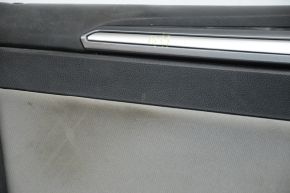 Обшивка дверей картка перед лев Ford Fusion mk5 13-16 чорн з сірою вставкою ганчірка, підлокітник шкіра, молдинг сірий глянець, тріщина, затерта, під хімчистку