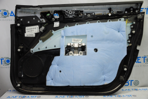 Обшивка двери карточка передняя левая Ford Fusion mk5 13-16 черн с беж вставкой кожа, подлокотник кожа, молдинг серый глянец, под память сидений, царапины