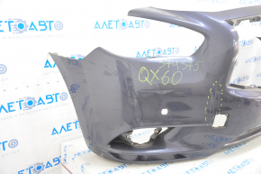 Бампер передний голый Infiniti JX35 QX60 13-15 дорест, под парктроник, графит, крашен, примят, слом креп