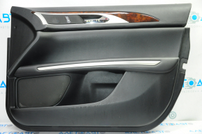 Обшивка двери карточка передняя правая Lincoln MKZ 13-16 черн кожа, подлокотник кожа, вставка дерево глянец