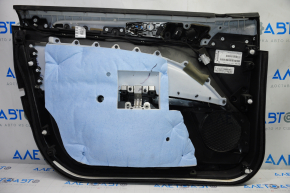 Обшивка двери карточка передняя правая Ford Fusion mk5 17-20 черн с серой вставкой тряпка, подлокотник кожа, молдинг серый структура, царапины, тычки