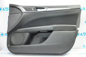 Обшивка двери карточка передняя правая Ford Fusion mk5 13-16 черн с черн вставкой тряпка, подлокотник кожа, молдинг серый глянец