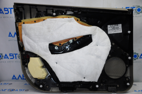 Обшивка двери карточка передняя правая Ford Focus mk3 15-18 серая с серой вставкой тряпка, царапины, под химчистку