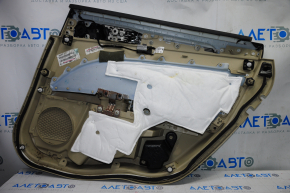 Обшивка дверей картка зад лев Ford Fusion mk5 13-16 беж з беж вставкою ганчірка, підлокітник шкіра, сірий молдинг структура, під хімчистку