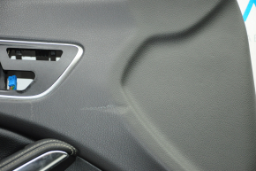 Обшивка двери карточка передняя левая Mercedes CLA 14-19 черн с черн вставкой кожа, подлокотник кожа, под память сидений, вмятина