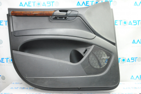 Обшивка двери карточка передняя левая Audi Q7 4L 10-15 черн с черн вставкой кожа, подлокотник кожа, под память сидений, молдинг под дерево глянец, BOSE, слом креп, царапины