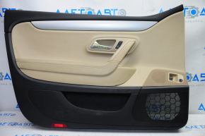 Обшивка двери карточка передняя левая VW CC 08-17 черн с беж вставкой кожа, подлокотник кожа, молдинг сер царап глянец, царапины