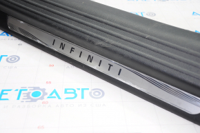 Накладка порога передняя правая Infiniti QX50 19- черн с хромом, слом креп, полез хром, царапины
