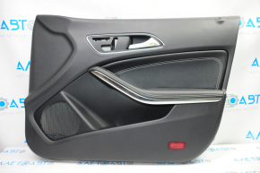Обшивка дверей картка перед прав Mercedes CLA 14-19 чорна з чорною вставкою шкіра, підлокітник шкіра, під пам'ять сидінь