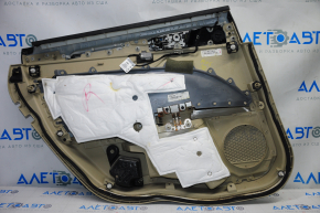 Обшивка дверей картка ззаду права Ford Fusion mk5 13-16 беж з беж вставкою ганчірка, підлокітник шкіра, молдинг сірий структура, надриви, залом, під хімчистку