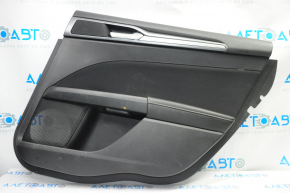 Обшивка двери карточка задняя правая Ford Fusion mk5 13-16 черн с черн вставкой тряпка, подлокотник кожа, молдинг сер глянец, царапины