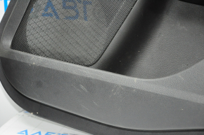 Обшивка двери карточка задняя правая Ford Fusion mk5 13-16 черн с черн вставкой тряпка, подлокотник кожа, молдинг сер глянец, царапины