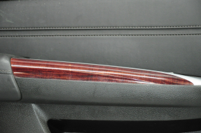 Обшивка двери карточка передняя левая Acura TLX 15-17 черн с черн вставкой кожа, подлокотник кожа, молдинг под дерево глянец, под память сидений, царапины