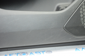Обшивка двери карточка передняя левая Honda Accord 18-22 черн с серой вставкой кожа, подлокотник кожа, царапины
