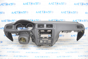 Торпедо передня панель з AIRBAG VW Jetta 11-18 USA чорна, тріщина