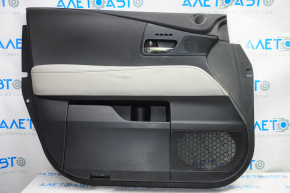 Обшивка двери карточка передняя левая Lexus RX350 RX450h 10-15 черн с черн вставкой кожа, подлокотник сер кожа тип 2, под память сидений, надрыв, без отражателя