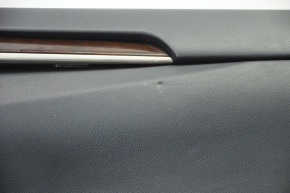 Обшивка дверей картка перед правим Lexus ES300h ES350 13-18 чорн з чорною вставкою шкіра, підлокітник шкіра, молдинг під дерево глянець, подряпини, тички