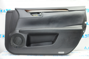 Обшивка двери карточка передняя правая Lexus ES300h ES350 13-18 черн с черн вставкой кожа, подлокотник кожа, молдинг под дерево глянец, тычки