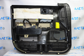 Обшивка двери карточка передняя правая Toyota Sequoia 08-16 черн с беж вставкой кожа, подлокотник резина, JBL, царапины