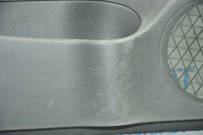 Обшивка двери карточка передняя левая Nissan Leaf 13-17 черн с черн вставкой кожа, подлокотник тряпка, царапины, тычки, под химчистку