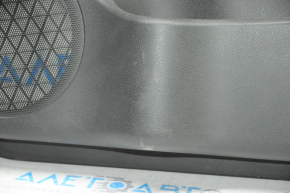 Обшивка двери карточка передняя правая Nissan Leaf 13-17 черн с черн вставкой кожа, подлокотник тряпка, царапины, тычки
