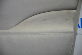 Обшивка двери карточка передняя правая Nissan Leaf 13-17 сер с сер вставкой кожа, подлокотник тряпка, царапины, тычки, под химчистку