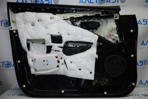 Обшивка двери карточка передняя правая Nissan Murano z52 15-17 черн с коричн вставкой кожа, молдинг серый глянец, царапины, тычки