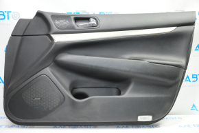 Обшивка двери карточка передняя правая Infiniti G25 G35 G37 4d 06-14 черн с черн вставкой кожа, молдинг серый глянец, BOSE, царапины