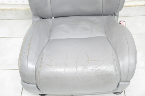 Пассажирское сидение Toyota Sequoia 08-16 с airbag, электро, кожа серая, без подголовника, трещины, под перетяжку, расшито