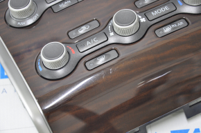 Управление климат-контролем и аудио Nissan Pathfinder 13-20 без навигации под дерево царапана и затерта накладка, царапина на крутилке