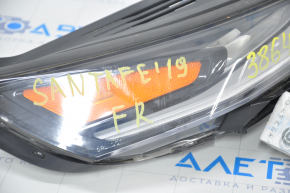 Поворотник ДХО прав Hyundai Santa FE 19-20 LED жовтий USA з кріпленням та накладкою, затертий.