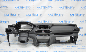 Торпедо передняя панель без AIRBAG Hyundai Santa FE 19-20 черная кожа затерта, тычка на накладке