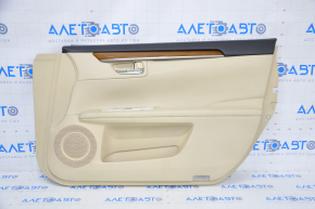Обшивка двери карточка передняя правая Lexus ES300h ES350 13-18 бежевая кожа царапина