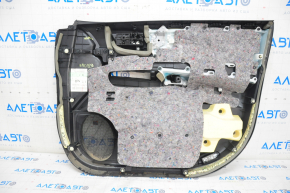 Обшивка двери карточка передняя левая Toyota Highlander 08-13 черн, с вставкой под темн дерево, JBL, потерта