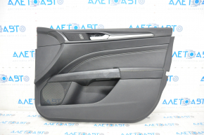 Обшивка двери карточка передняя правая Ford Fusion mk5 17-20 titanium, кожа черн, с подстветкой, трещина на молдинге