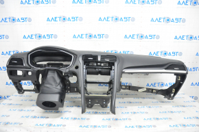 Торпедо передняя панель с AIRBAG Ford Fusion mk5 13-20 под start-stop, черн накладки, вставка под хром
