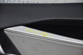 Обшивка двери карточка задняя правая Tesla Model S 12-15 дорест черн, с серой вставкой, с подсветкой, тычка на хроме